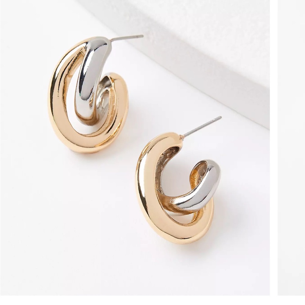 Gold and Silver Twisted Hoop Earrings